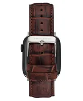 Vince Camuto Men's Brown Croc Grain Premium Leather Band Compatible with 42mm, 44mm, 45mm, Ultra, Ultra2 Apple Watch