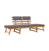 2-in-1 Patio Daybed with Cushion 74.8" Solid Acacia Wood