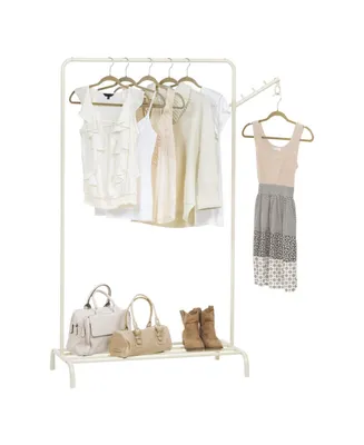 Stylish Clothes Rack with Storage Shelf, White