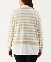 Ella Rafaella Plus Striped Layered Long Sleeve Sweater