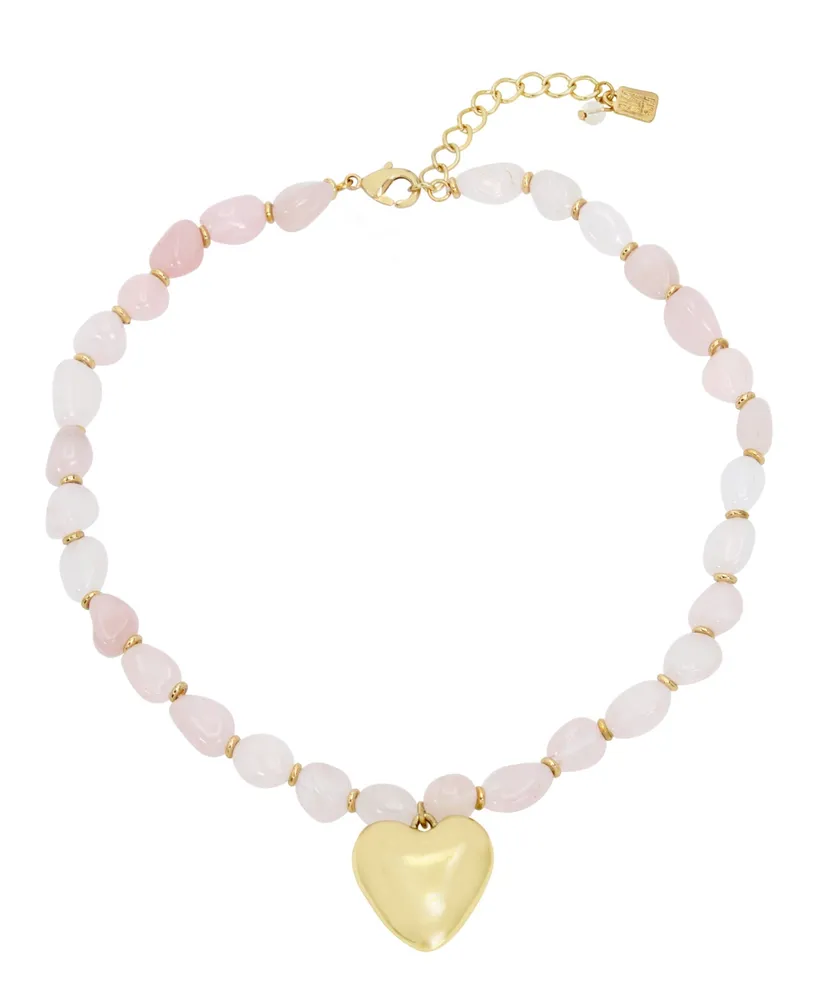 Robert Lee Morris Soho Rose Quartz Heart Pendant Necklace