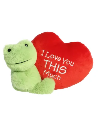 Aurora Small I Love You This Much Frog Valentine Heartwarming Plush Toy Green 9"