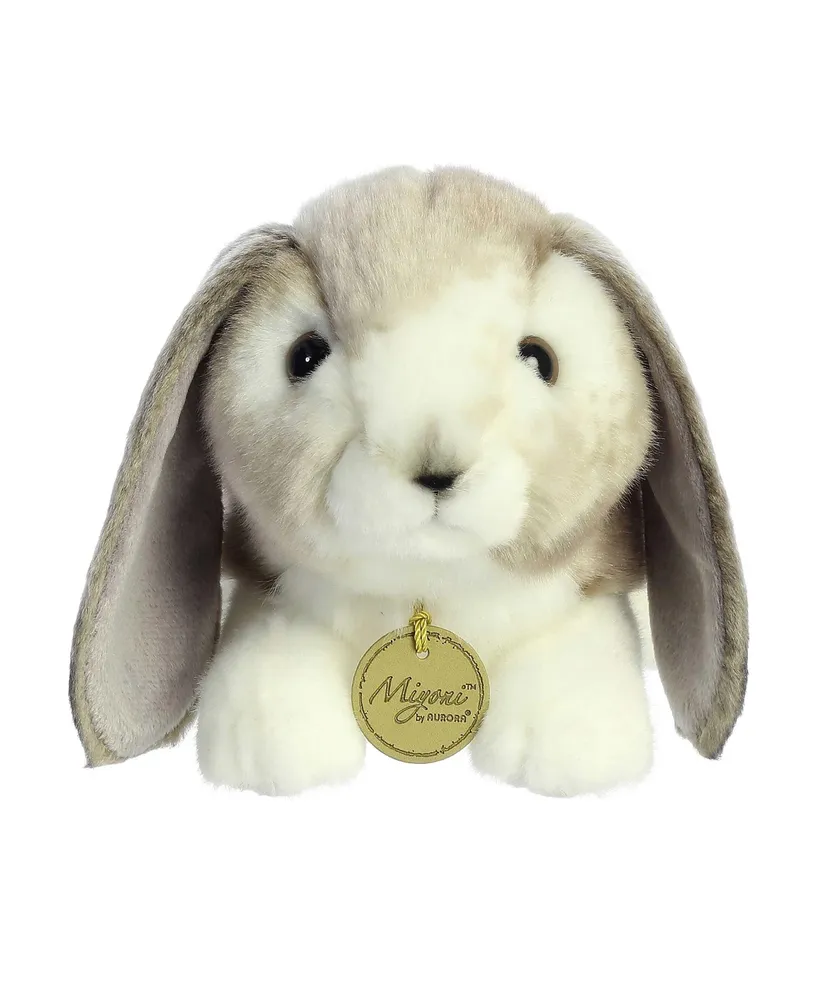 Aurora Small Holland Lop Rabbit Miyoni Realistic Plush Toy Grey 9"