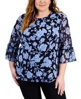 Jm Collection Plus Size Ruffled-Sleeve Top, Created for Macy's