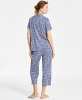 Cuddl Duds Women's 2-Pc. Notched-Collar Cropped Pajamas Set