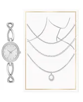 Jessica Carlyle Women's Quartz Silver-Tone Alloy Watch 30mm Gift Set