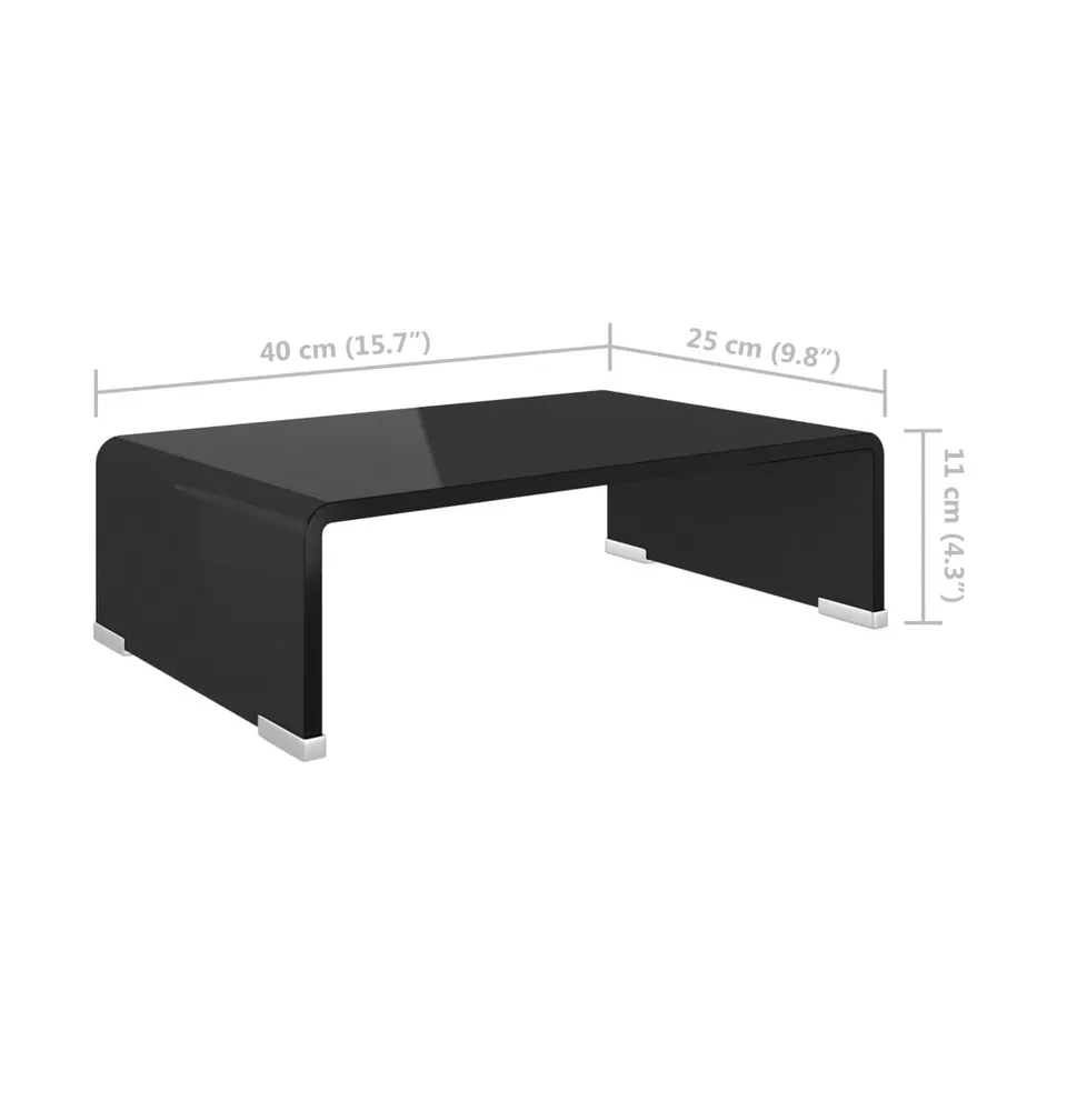 vidaXL Tv Stand/Monitor Riser Glass Black 15.7"x9.8"x4.3"