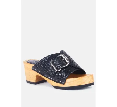 Yoruba Womens Braided Leather Buckled Slide Sandals