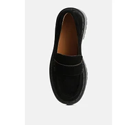 Rag & Co Honora Suede Chunky Loafers Black