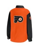 Women's Wear by Erin Andrews Orange, Black Philadelphia Flyers Colorblock Button-Up Shirt Jacket