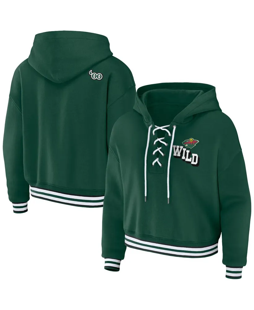 Wear By Erin Andrews Women's Wear by Erin Andrews Green Minnesota Wild  Lace-Up Pullover Hoodie