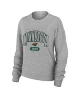 Women's Wear by Erin Andrews Heather Gray Minnesota Wild Knit Long Sleeve Tri-Blend T-shirt and Pants Sleep Set