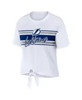 Women's Wear by Erin Andrews White Tampa Bay Lightning Front Knot T-shirt