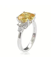 Suzy Levian Sterling Silver Yellow Cubic Zirconia Engagement Ring