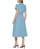 Calvin Klein Women's Tulip-Sleeve Midi Shirtdress