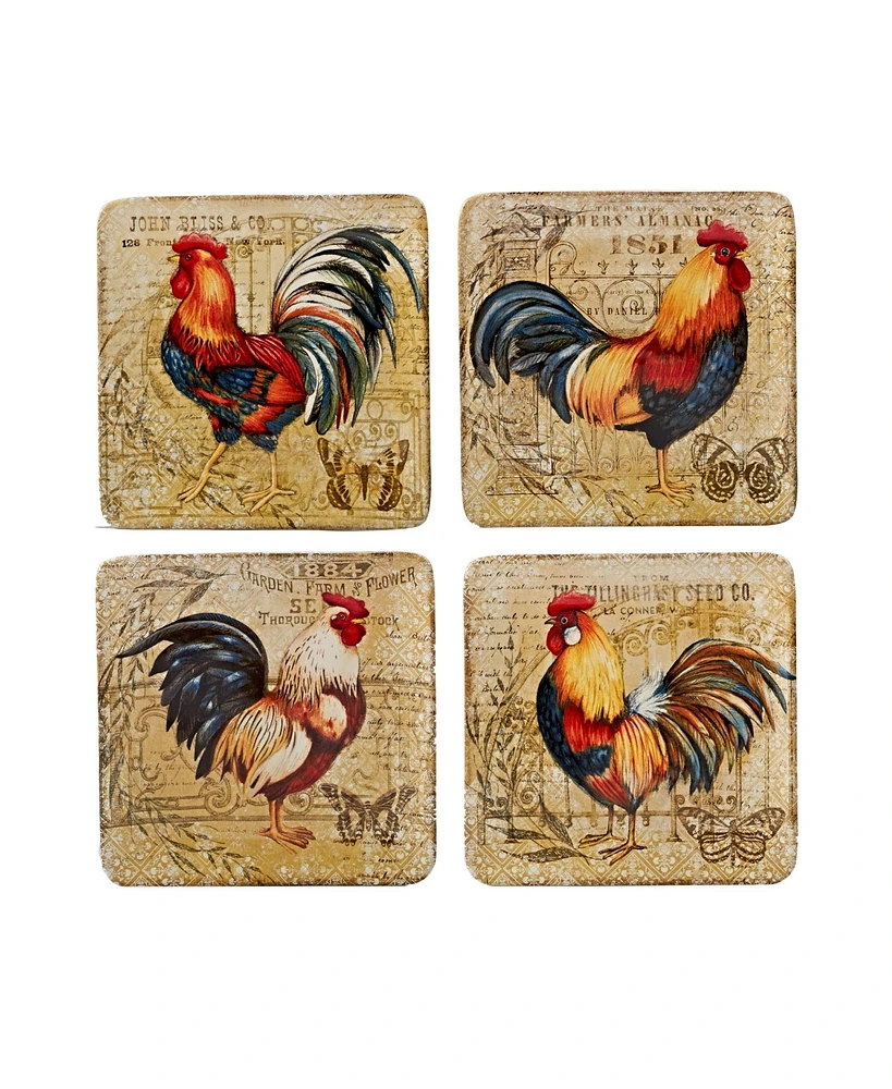 Certified International Gilded Rooster 4-Pc. Salad Plate