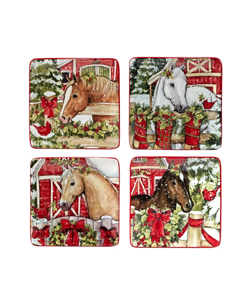 Homestead Christmas 4 Piece Canape Plate Set