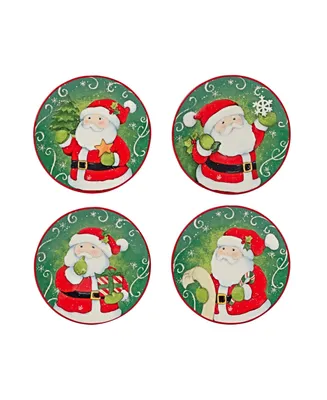 Holiday Magic Santa 4 Piece Canape Plate Set