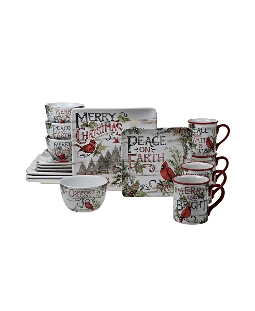 Certified International Evergreen Christmas 16 Piece Dinnerware