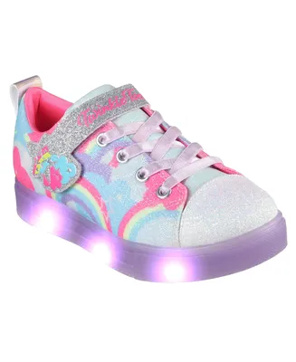 Skechers Little Girls Twinkle Sparks Ice 2.0 Light-Up Adjustable Strap Casual Sneakers from Finish Line