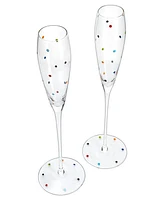 The Wine Savant Polka Dot Champagne Flutes Glass, Set of 2