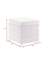 Inspired Home Laurie Linen Hidden Storage Castered Legs Ottoman