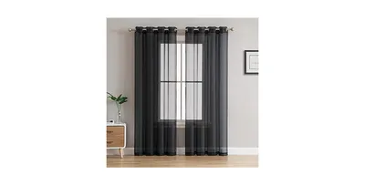 Hlc.me 2 Piece Semi Sheer Voile Window Curtain Drapes Grommet Panels for Bedroom