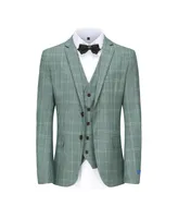 Gino Vitale Men's 3 Piece Slim Fit Green Plaid Suit