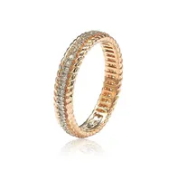 Suzy Levian New York Rosed Sterling Silver Cubic Zirconia French Filigree Eternity Band Ring