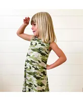 Bellabu Bear Toddler| Child Girls Green Camo Sleeveless Dress