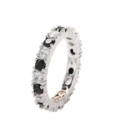 Suzy Levian Sterling Silver Cubic Zirconia Alternating Stone Eternity Band Ring