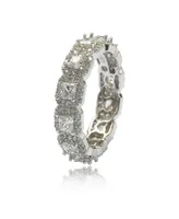 Suzy Levian New York Sterling Silver Cubic Zirconia Princess Cut Eternity Band Ring