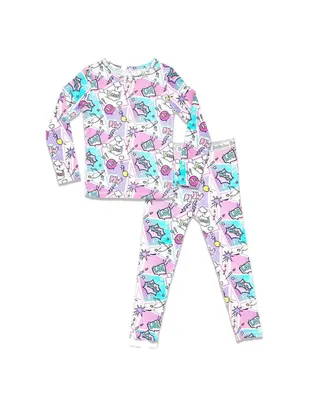 Bellabu Bear Toddler| Child Unisex Comic Purple Set of 2 Piece Pajamas