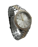 Olivia Pratt Two Tone Rhinestones Metal Band Women Watch