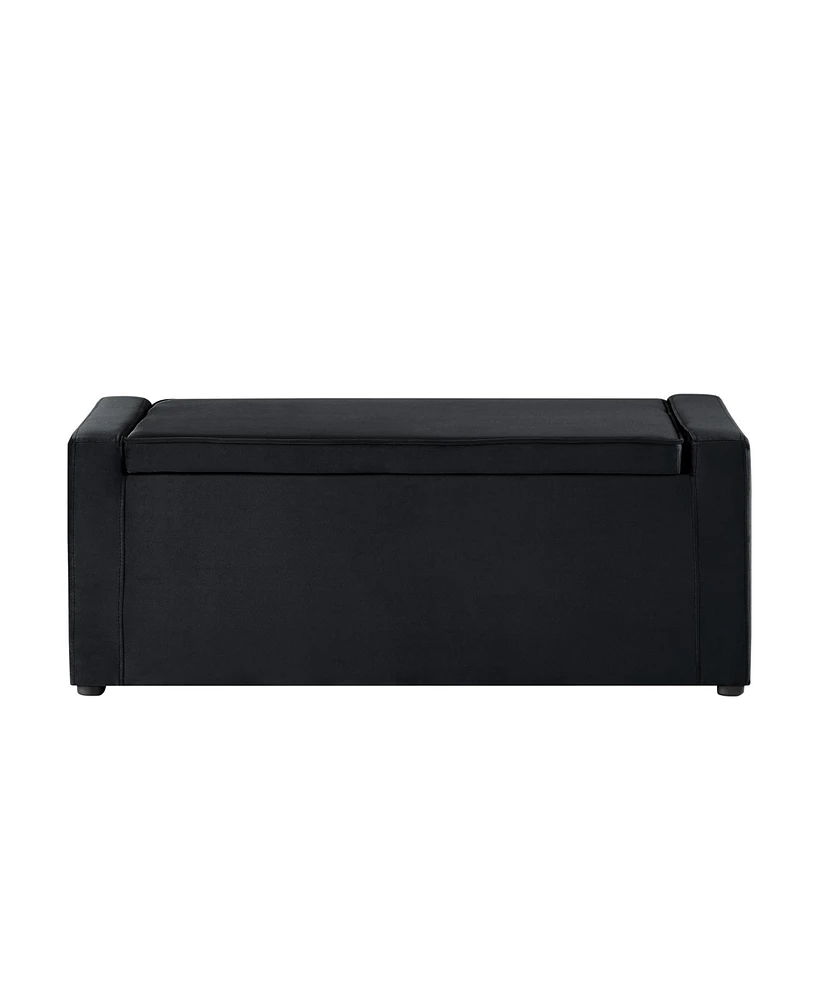 Inspired Home Alejandro Velvet Rectangular Upholstered Storage Bench