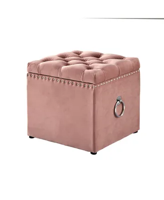 Inspired Home Micella Velvet Storage Ottoman