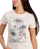 Rebellious One Juniors' Choose Happiness Sunflower Graphic T-Shirt