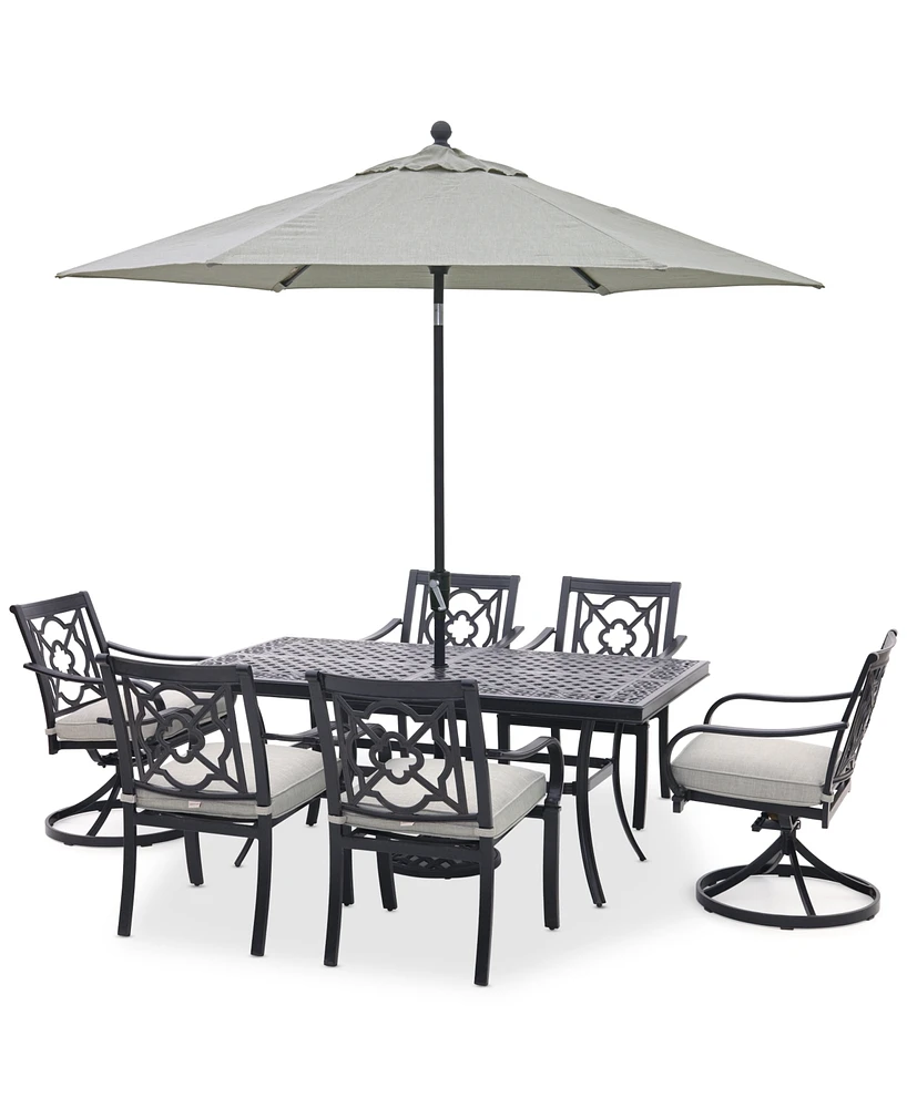 St Croix Outdoor 7-pc dining Set (68x38" table + 4 chairs 2 swivel chairs)