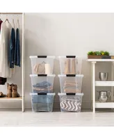 Iris 6 Pack 32qt Clear View Plastic Storage Bin with Lid and Secure Latching Buckles