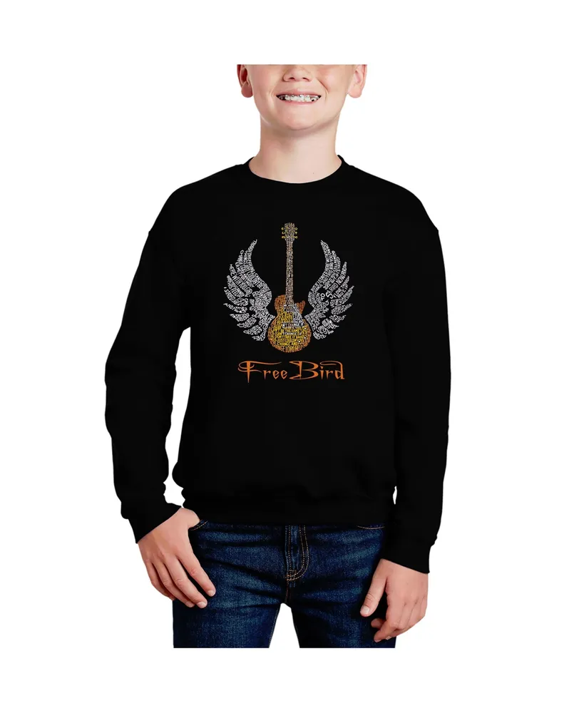 Lyrics To Freebird - Big Boy's Word Art Crewneck Sweatshirt