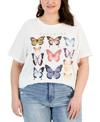 Grayson Threads, The Label Trendy Plus Butterfly Grid Graphic T-Shirt