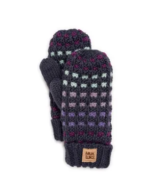Muk Luks Women's Striped Mitten Gloves, Twilight Mult, One Size