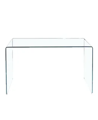 Simplie Fun Glass Console Table, Transparent Tempered Glass Console Table With Rounded Edges Desks, Sofa