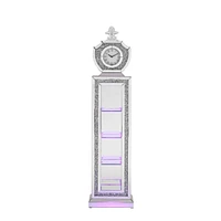 Streamdale Furniture Noralie Grandfather Clock with Led Mirrored & Faux Diamonds