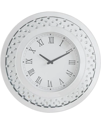 Streamdale Furniture Nysa Wall Clock In Mirrored & Faux Crystals