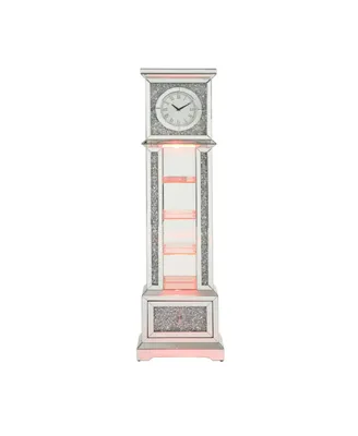 Simplie Fun Noralie Grandfather Clock with Led Mirrored & Faux Diamonds