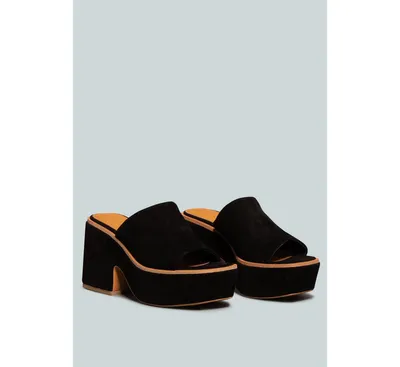 Bardot Women Fine Suede Handcrafted Platform Slides