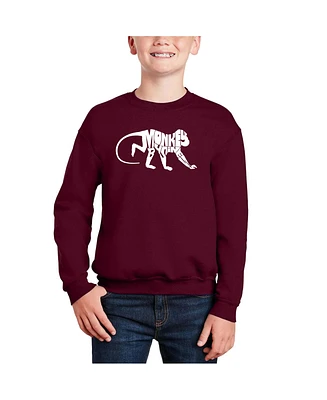 Monkey Business - Big Boy's Word Art Crewneck Sweatshirt