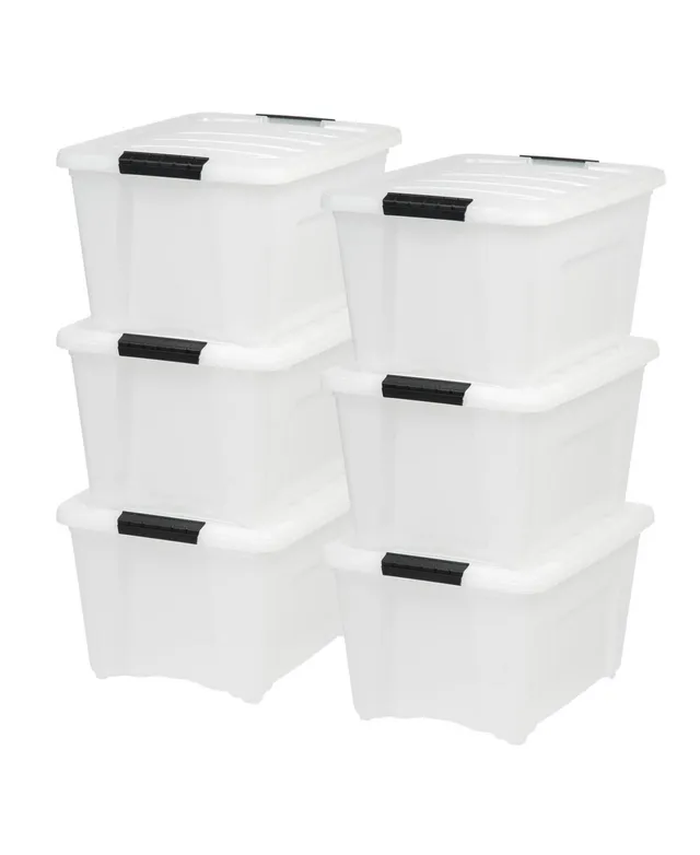 Iris USA 4 Pack 32qt Clear View Plastic Storage Bin with Lid and Secure Latching Buckles