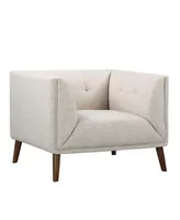 Hudson 39" Linen and Walnut Legs in Mid-Century Button-Tufted Chair